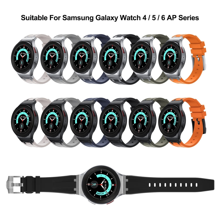 For Samsung Galaxy watch 4 / 5 / 6 AP Series Liquid Silicone Watch Band(Silver Green) - Watch Bands by PMC TechLife | Online Shopping South Africa | PMC TechLife