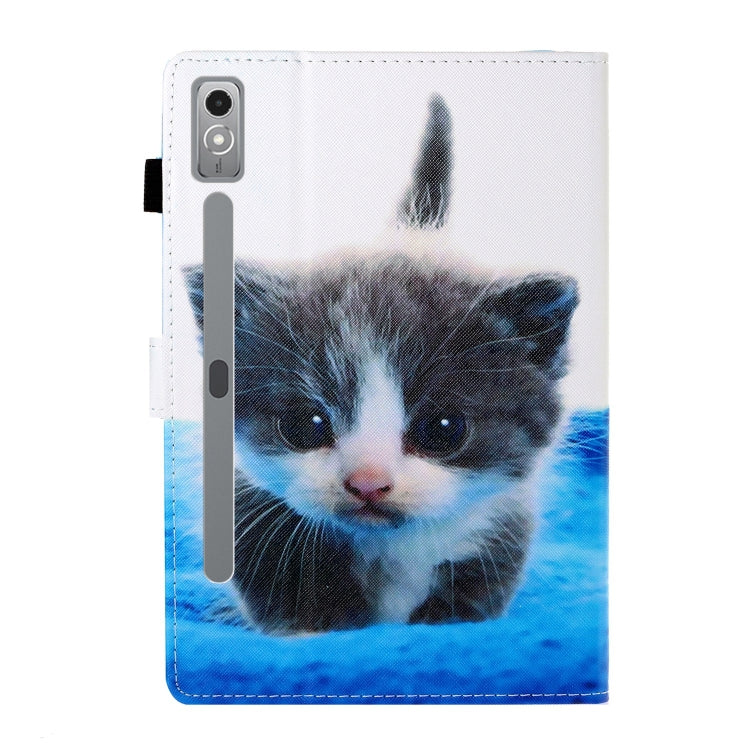 For Lenovo Tab P12 2023 / TB370FU Coloured Drawing Stitching Smart Leather Tablet Case(Blue White Cat) - Lenovo by PMC TechLife | Online Shopping South Africa | PMC TechLife | Buy Now Pay Later Mobicred