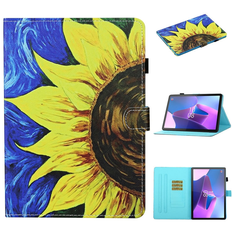 For Lenovo Tab P12 2023 / TB370FU Coloured Drawing Stitching Smart Leather Tablet Case(Sunflower) - Lenovo by PMC TechLife | Online Shopping South Africa | PMC TechLife | Buy Now Pay Later Mobicred