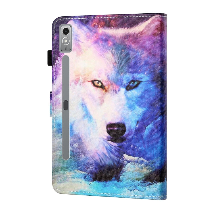 For Lenovo Tab P12 2023 / TB370FU Coloured Drawing Stitching Smart Leather Tablet Case(Wolf) - Lenovo by PMC TechLife | Online Shopping South Africa | PMC TechLife | Buy Now Pay Later Mobicred