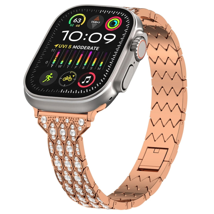 For Apple Watch Ultra 2 49mm Devil Eye Diamond Bracelet Metal Watch Band(Rose Gold) - Watch Bands by PMC TechLife | Online Shopping South Africa | PMC TechLife