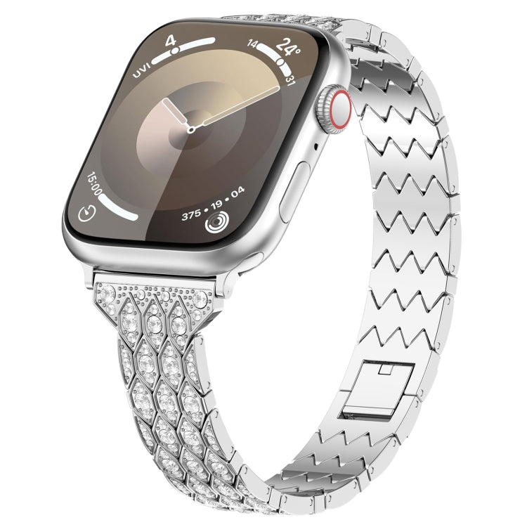 For Apple Watch Series 9 41mm Devil Eye Diamond Bracelet Metal Watch Band(Silver) - Watch Bands by PMC TechLife | Online Shopping South Africa | PMC TechLife