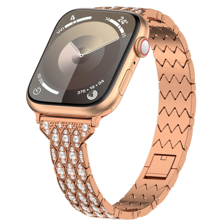For Apple Watch Series 8 41mm Devil Eye Diamond Bracelet Metal Watch Band(Rose Gold) - Watch Bands by PMC TechLife | Online Shopping South Africa | PMC TechLife