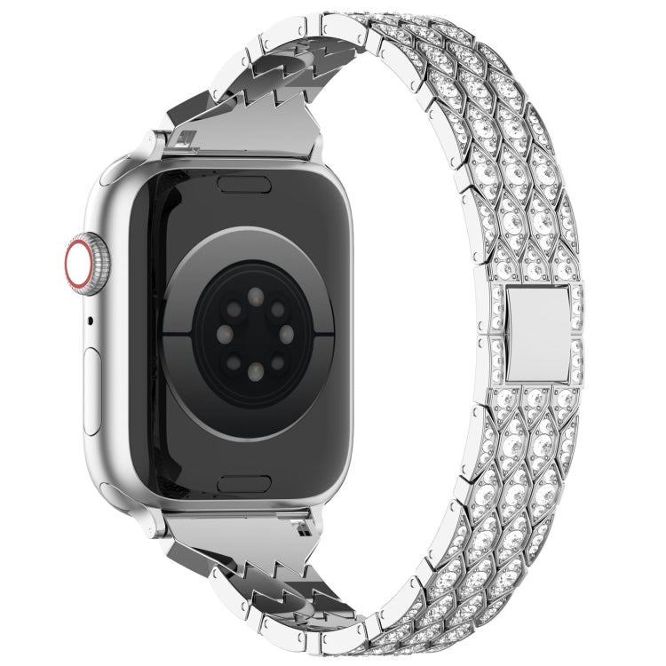 For Apple Watch Series 7 45mm Devil Eye Diamond Bracelet Metal Watch Band(Silver) - Watch Bands by PMC TechLife | Online Shopping South Africa | PMC TechLife