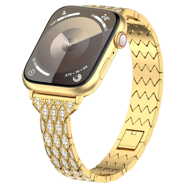 For Apple Watch Series 4 44mm Devil Eye Diamond Bracelet Metal Watch Band(Gold) - Watch Bands by PMC TechLife | Online Shopping South Africa | PMC TechLife