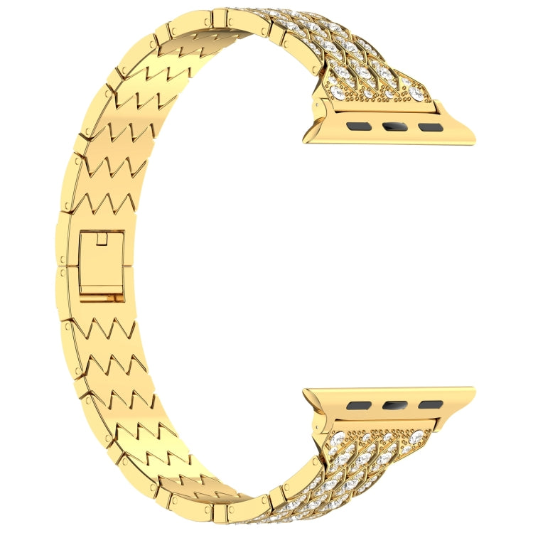 For Apple Watch Series 4 44mm Devil Eye Diamond Bracelet Metal Watch Band(Gold) - Watch Bands by PMC TechLife | Online Shopping South Africa | PMC TechLife