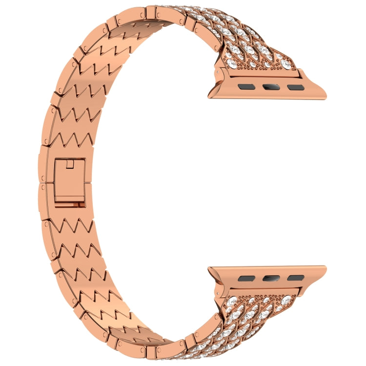For Apple Watch Series 3 38mm Devil Eye Diamond Bracelet Metal Watch Band(Rose Gold) - Watch Bands by PMC TechLife | Online Shopping South Africa | PMC TechLife