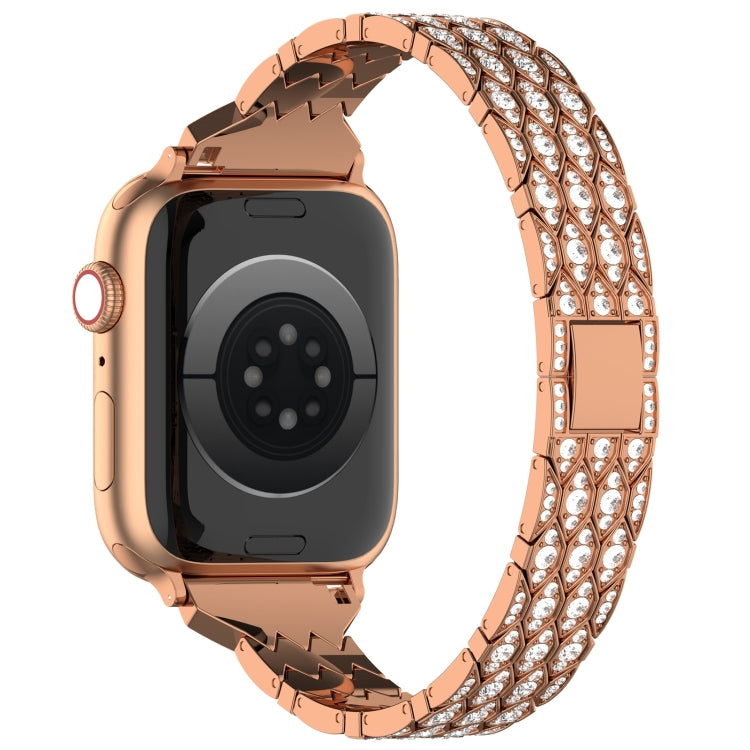 For Apple Watch Series 3 42mm Devil Eye Diamond Bracelet Metal Watch Band(Rose Gold) - Watch Bands by PMC TechLife | Online Shopping South Africa | PMC TechLife