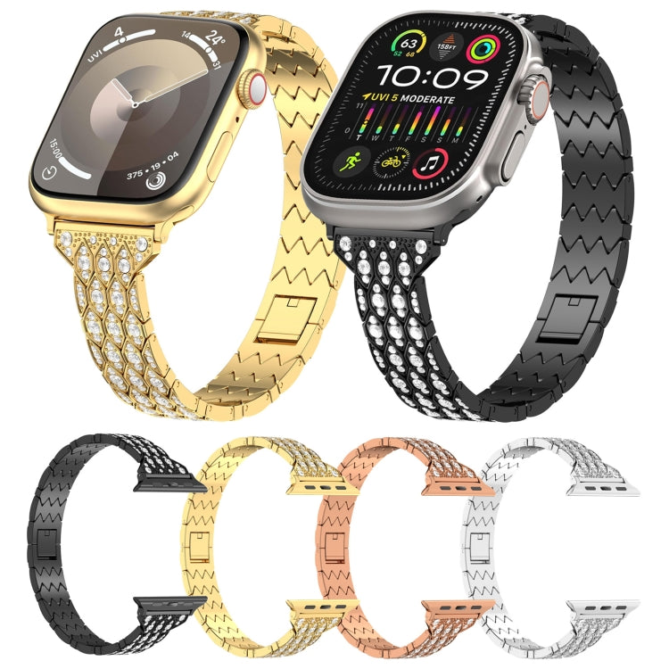 For Apple Watch Ultra 2 49mm Devil Eye Diamond Bracelet Metal Watch Band(Rose Gold) - Watch Bands by PMC TechLife | Online Shopping South Africa | PMC TechLife