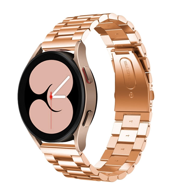 For Samsung Galaxy Watch6 / 6 Classic Flat Head Three-bead Stainless Steel Watch Band(Rose Gold) - free shipping - PMC TechLife - Order now!
