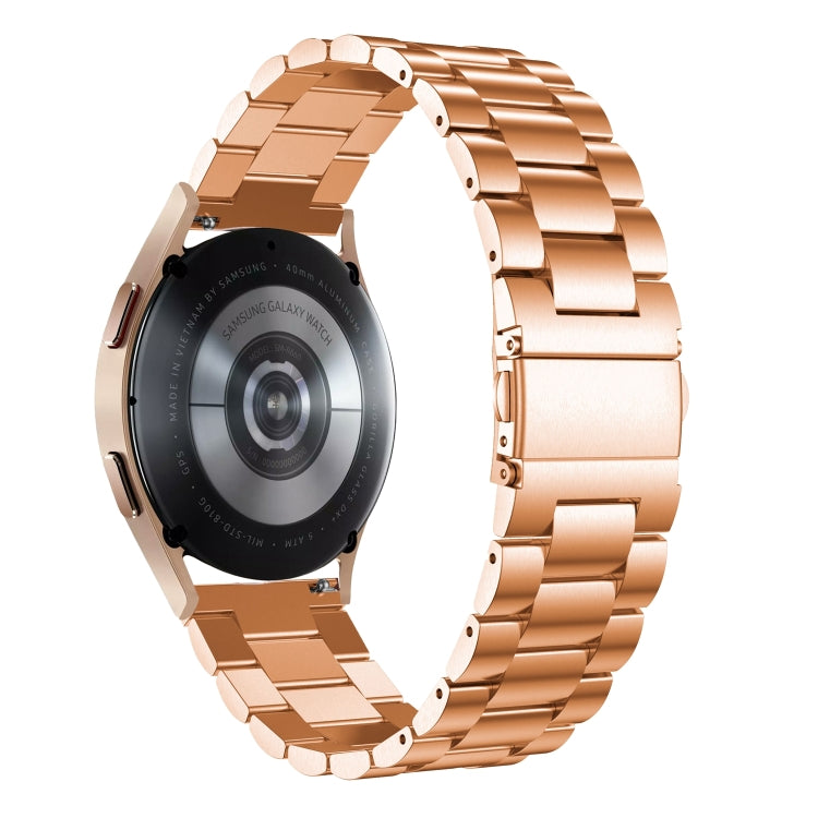 For Samsung Galaxy Watch6 / 6 Classic Flat Head Three-bead Stainless Steel Watch Band(Rose Gold) - free shipping - PMC TechLife - Order now!