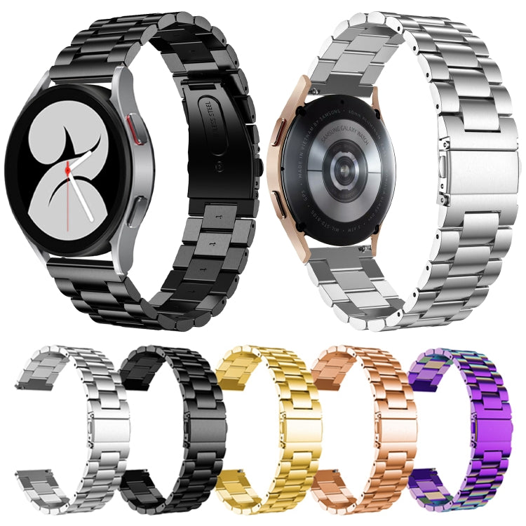 For Samsung Galaxy Watch6 / 6 Classic Flat Head Three-bead Stainless Steel Watch Band(Rose Gold) - free shipping - PMC TechLife - Order now!