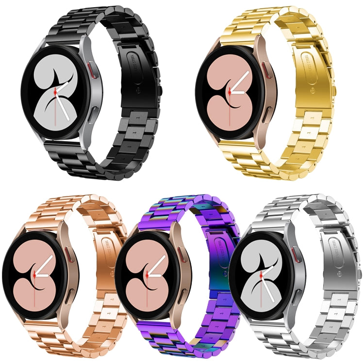 For Samsung Galaxy Watch6 / 6 Classic Flat Head Three-bead Stainless Steel Watch Band(Rose Gold) - free shipping - PMC TechLife - Order now!