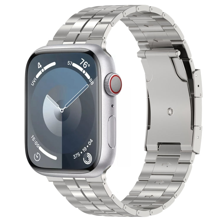 For Apple Watch Series 9 41mm Tortoise Buckle Titanium Steel Watch Band(Silver) - Watch Bands by PMC TechLife | Online Shopping South Africa | PMC TechLife