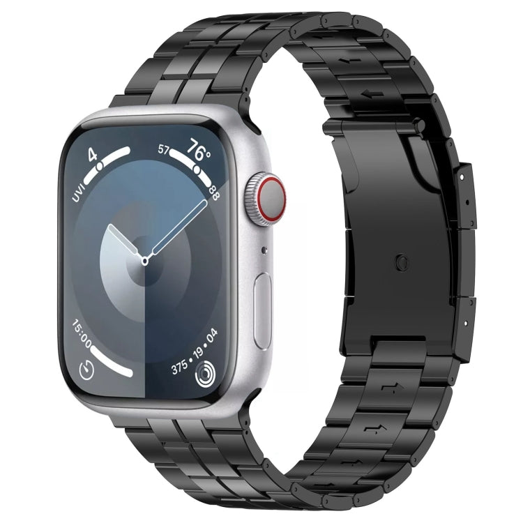 For Apple Watch Series 8 45mm Tortoise Buckle Titanium Steel Watch Band(Black) - Watch Bands by PMC TechLife | Online Shopping South Africa | PMC TechLife