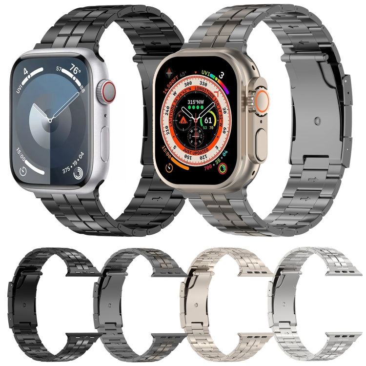 For Apple Watch SE 2023 40mm Tortoise Buckle Titanium Steel Watch Band(Black) - Watch Bands by PMC TechLife | Online Shopping South Africa | PMC TechLife