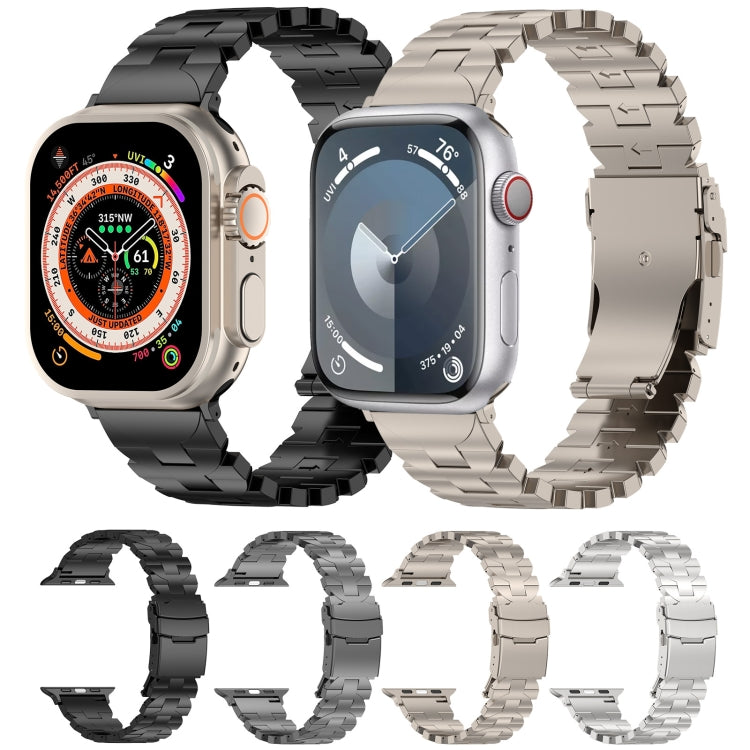 For Apple Watch SE 2022 44mm Butterfly Type Titanium Steel Watch Band(Black) - Watch Bands by PMC TechLife | Online Shopping South Africa | PMC TechLife