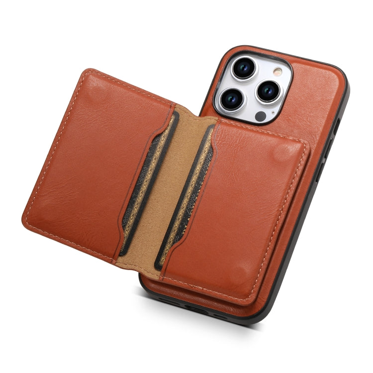 For iPhone 15 Plus Denior Cowhide Texture Leather MagSafe Detachable Wallet Phone Case(Brown) - free shipping - PMC Jewellery - Order now!