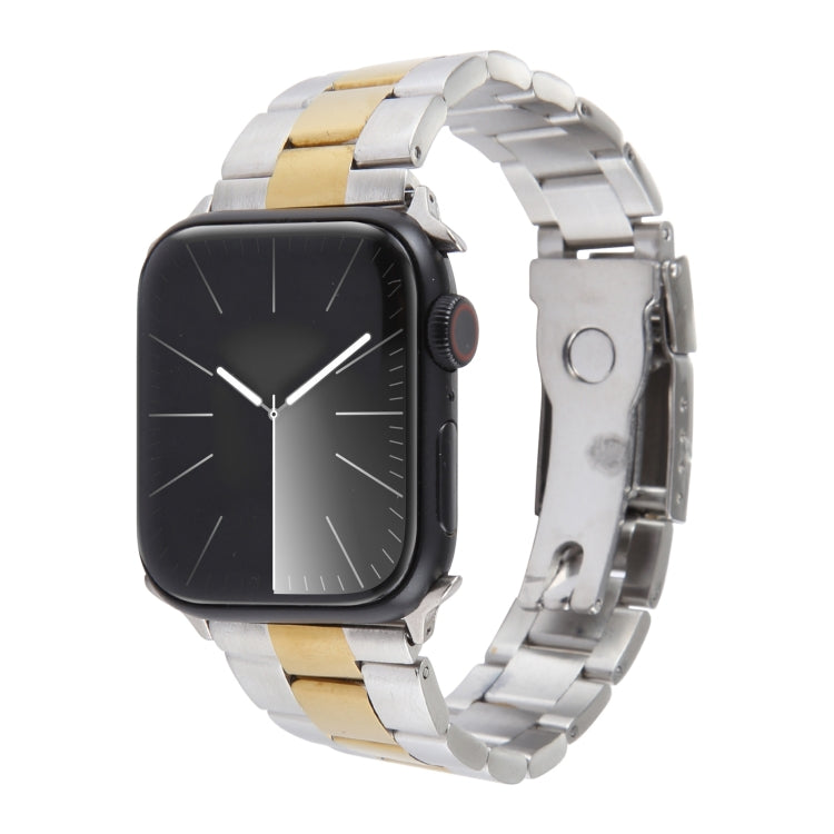 For Apple Watch Ultra 49mm Three-Bead Stainless Steel Watch Band(Silver Gold) - free shipping - PMC TechLife - Order now!