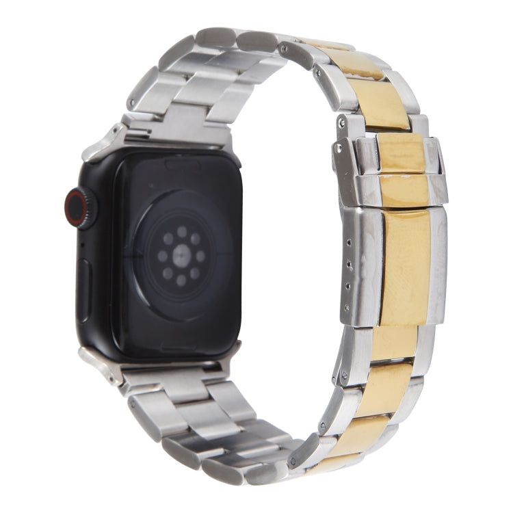 For Apple Watch Ultra 49mm Three-Bead Stainless Steel Watch Band(Silver Gold) - free shipping - PMC TechLife - Order now!