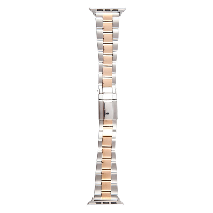 For Apple Watch SE 2022 44mm Three-Bead Stainless Steel Watch Band(Silver Rose Gold) - free shipping - PMC TechLife - Order now!