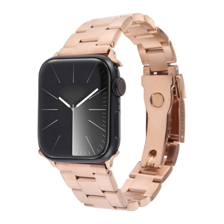 For Apple Watch Series 7 41mm Three-Bead Stainless Steel Watch Band(Rose Gold) - free shipping - PMC TechLife - Order now!