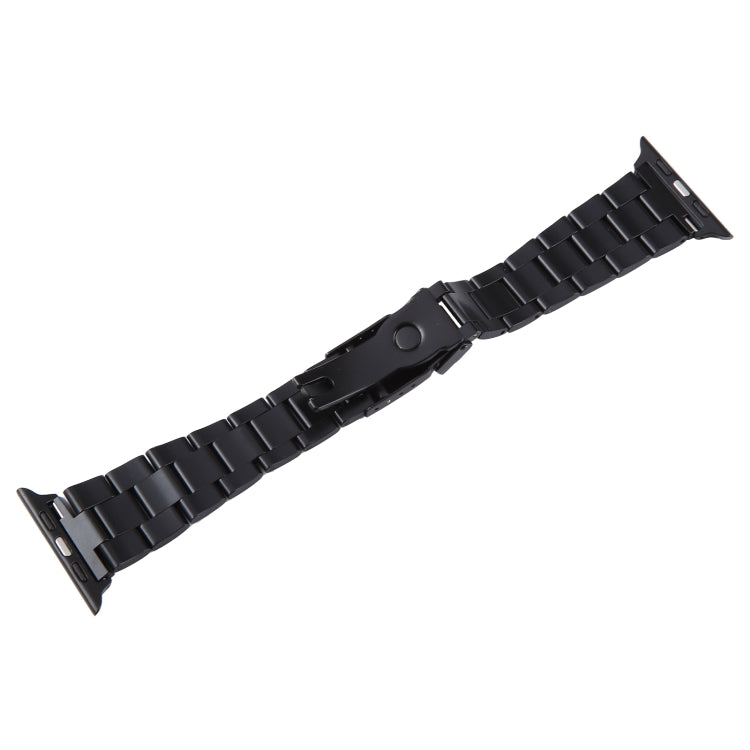 For Apple Watch Series 6 40mm Three-Bead Stainless Steel Watch Band(Black Rose Gold) - Watch Bands by PMC TechLife | Online Shopping South Africa | PMC TechLife