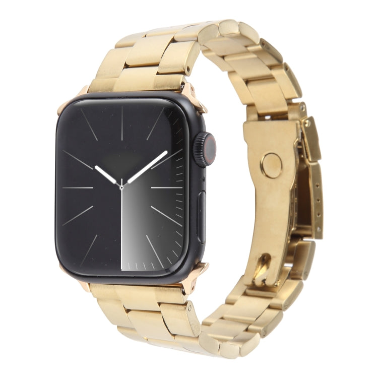 For Apple Watch Series 3 42mm Three-Bead Stainless Steel Watch Band(Gold) - free shipping - PMC TechLife - Order now!