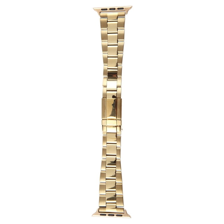 For Apple Watch Series 3 42mm Three-Bead Stainless Steel Watch Band(Gold) - free shipping - PMC TechLife - Order now!