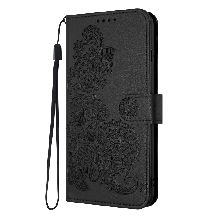 For Google Pixel 9 Pro Datura Flower Embossed Flip Leather Phone Case(Black) - Google Cases by PMC TechLife | Online Shopping South Africa | PMC TechLife | Buy Now Pay Later Mobicred