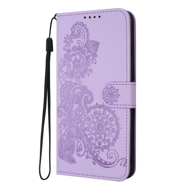 For Google Pixel 9 Datura Flower Embossed Flip Leather Phone Case(Purple) - Google Cases by PMC TechLife | Online Shopping South Africa | PMC TechLife | Buy Now Pay Later Mobicred