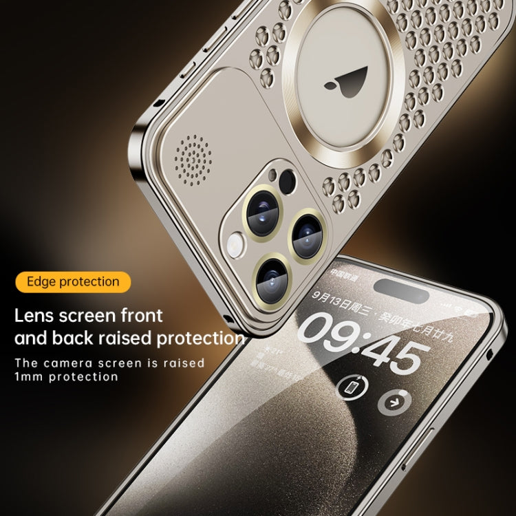 For iPhone 13 Pro Max Spring Buckle MagSafe Magnetic Metal Aromatherapy Phone Case(Silver) - iPhone 13 Pro Max Cases by PMc TechLife | Online Shopping South Africa | PMc TechLife | Buy Now Pay Later Mobicred