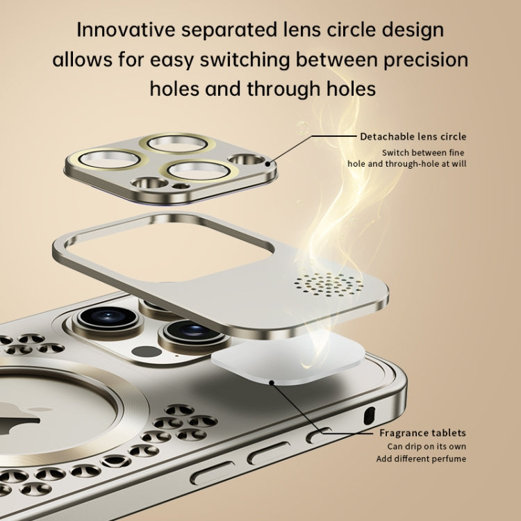 For iPhone 13 Pro Max Spring Buckle MagSafe Magnetic Metal Aromatherapy Phone Case(Silver) - iPhone 13 Pro Max Cases by PMc TechLife | Online Shopping South Africa | PMc TechLife | Buy Now Pay Later Mobicred