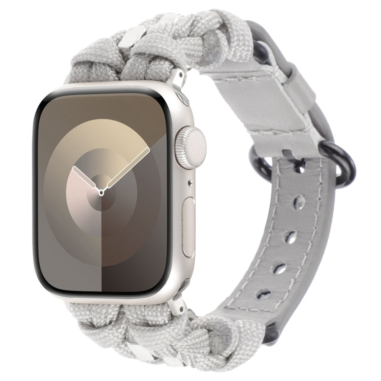 For Apple Watch Ultra 49mm Paracord Genuine Leather Watch Band(Grey) - Watch Bands by PMC TechLife | Online Shopping South Africa | PMC TechLife | Buy Now Pay Later Mobicred