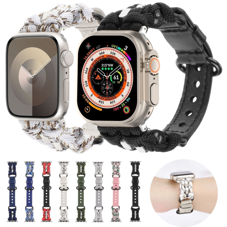 For Apple Watch Ultra 49mm Paracord Genuine Leather Watch Band(Grey) - Watch Bands by PMC TechLife | Online Shopping South Africa | PMC TechLife | Buy Now Pay Later Mobicred