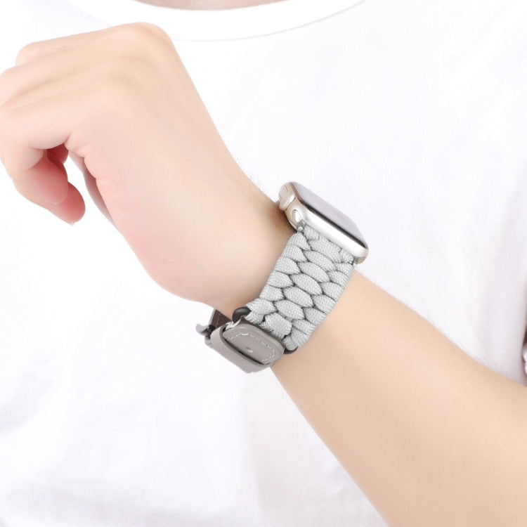 For Apple Watch Ultra 49mm Plain Paracord Genuine Leather Watch Band(Grey) - Watch Bands by PMC TechLife | Online Shopping South Africa | PMC TechLife | Buy Now Pay Later Mobicred