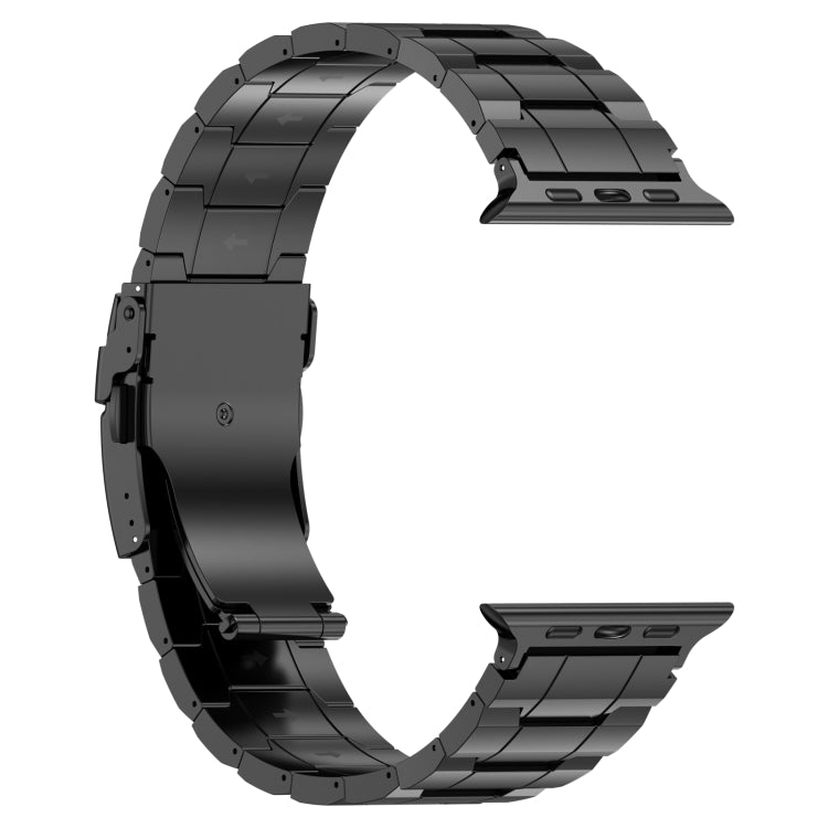For Apple Watch Ultra 2 49mm Safety Buckle Trapezoid Titanium Steel Watch Band(Black) - Watch Bands by PMC TechLife | Online Shopping South Africa | PMC TechLife