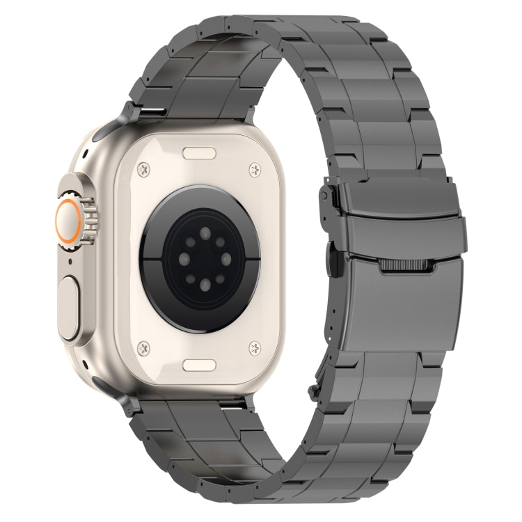 For Apple Watch Ultra 2 49mm Safety Buckle Trapezoid Titanium Steel Watch Band(Grey) - Watch Bands by PMC TechLife | Online Shopping South Africa | PMC TechLife