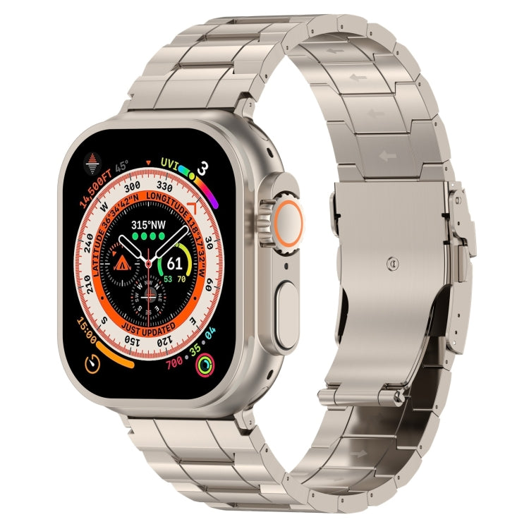 For Apple Watch Ultra 2 49mm Safety Buckle Trapezoid Titanium Steel Watch Band(Titanium) - Watch Bands by PMC TechLife | Online Shopping South Africa | PMC TechLife