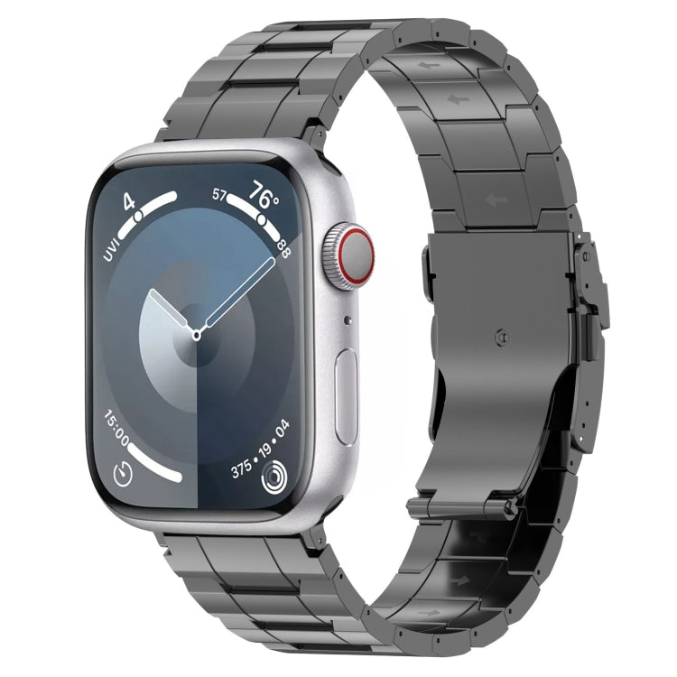 For Apple Watch SE 2022 40mm Safety Buckle Trapezoid Titanium Steel Watch Band(Grey) - Watch Bands by PMC TechLife | Online Shopping South Africa | PMC TechLife