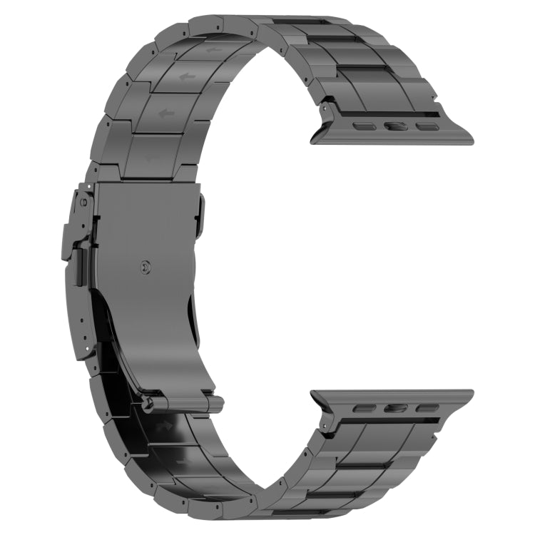 For Apple Watch SE 2022 44mm Safety Buckle Trapezoid Titanium Steel Watch Band(Grey) - free shipping - PMC TechLife - Order now!