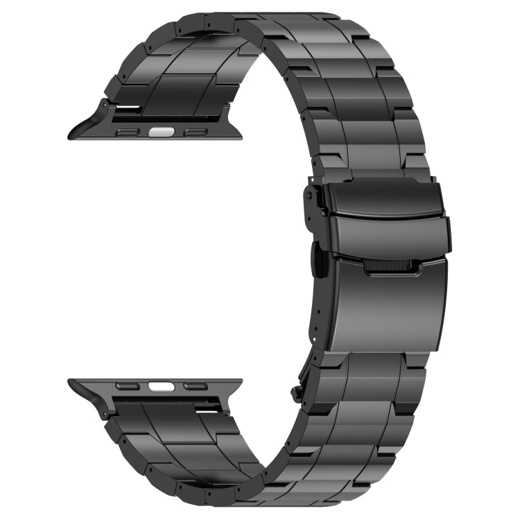For Apple Watch Series 7 45mm Safety Buckle Trapezoid Titanium Steel Watch Band(Black) - free shipping - PMC TechLife - Order now!