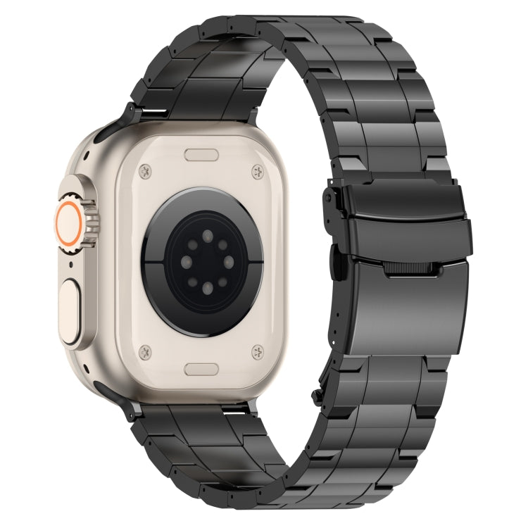 For Apple Watch Series 6 40mm Safety Buckle Trapezoid Titanium Steel Watch Band(Black) - Watch Bands by PMC TechLife | Online Shopping South Africa | PMC TechLife