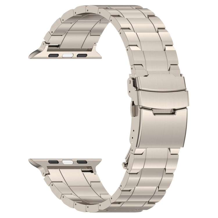 For Apple Watch Series 5 44mm Safety Buckle Trapezoid Titanium Steel Watch Band(Titanium) - Watch Bands by PMC TechLife | Online Shopping South Africa | PMC TechLife