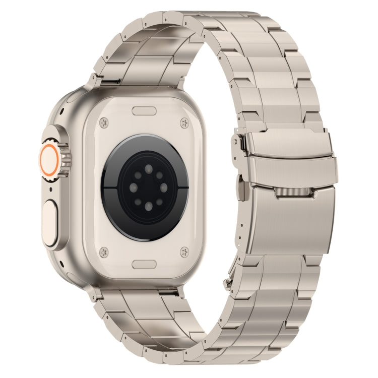 For Apple Watch Series 5 44mm Safety Buckle Trapezoid Titanium Steel Watch Band(Titanium) - Watch Bands by PMC TechLife | Online Shopping South Africa | PMC TechLife