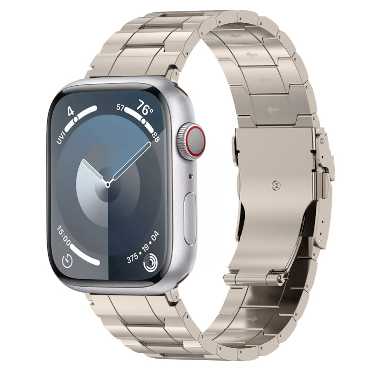 For Apple Watch Series 4 40mm Safety Buckle Trapezoid Titanium Steel Watch Band(Titanium) - Watch Bands by PMC TechLife | Online Shopping South Africa | PMC TechLife