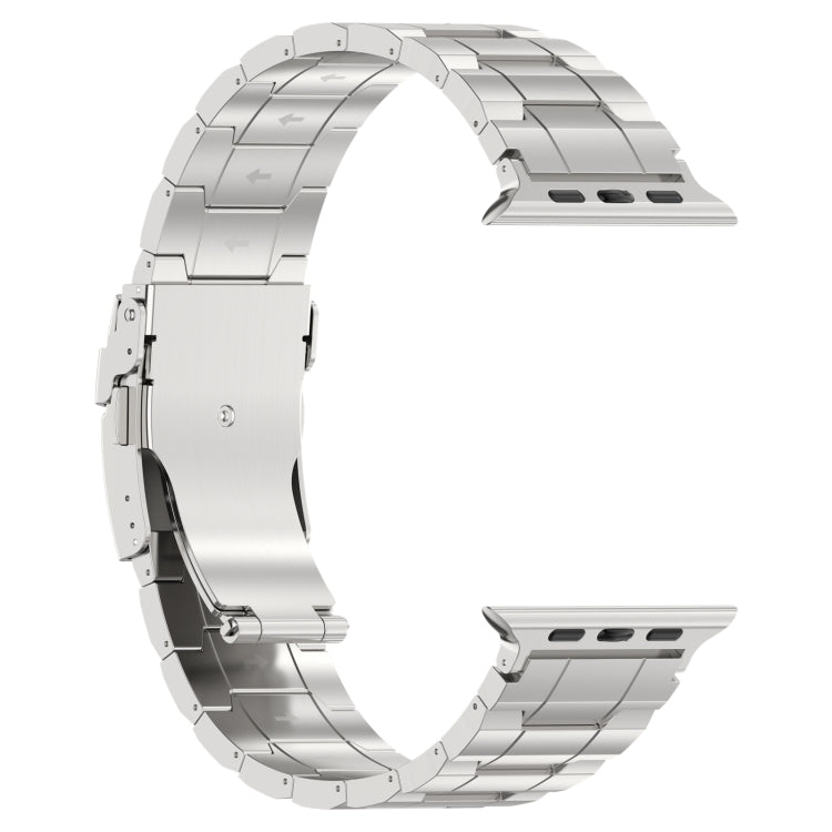 For Apple Watch Series 3 42mm Safety Buckle Trapezoid Titanium Steel Watch Band(Silver) - Watch Bands by PMC TechLife | Online Shopping South Africa | PMC TechLife