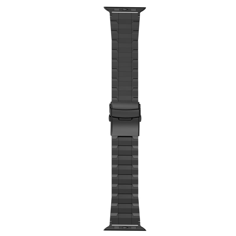 For Apple Watch Series 7 45mm Safety Buckle Trapezoid Titanium Steel Watch Band(Black) - free shipping - PMC TechLife - Order now!