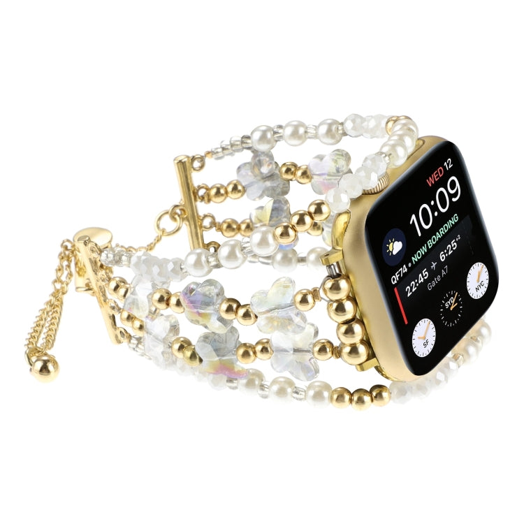 For Apple Watch SE 2023 40mm Butterfly Chain Bracelet Metal Watch Band(Transparent Gold) - Watch Bands by PMC TechLife | Online Shopping South Africa | PMC TechLife