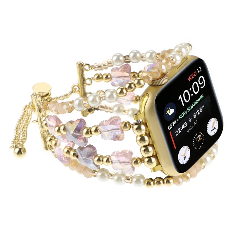 For Apple Watch Ultra 2 49mm Butterfly Chain Bracelet Metal Watch Band(Pink Gold) - Watch Bands by PMC TechLife | Online Shopping South Africa | PMC TechLife